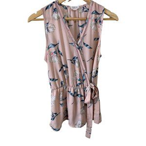 Sienna Sky Floral Style Sleeveless Wrap Top Size: M